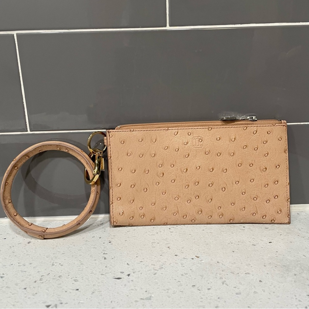 OVenture Mocha Ostrich Big ‘O’ssential Plus Card Case & Leather GoldenKey Ring